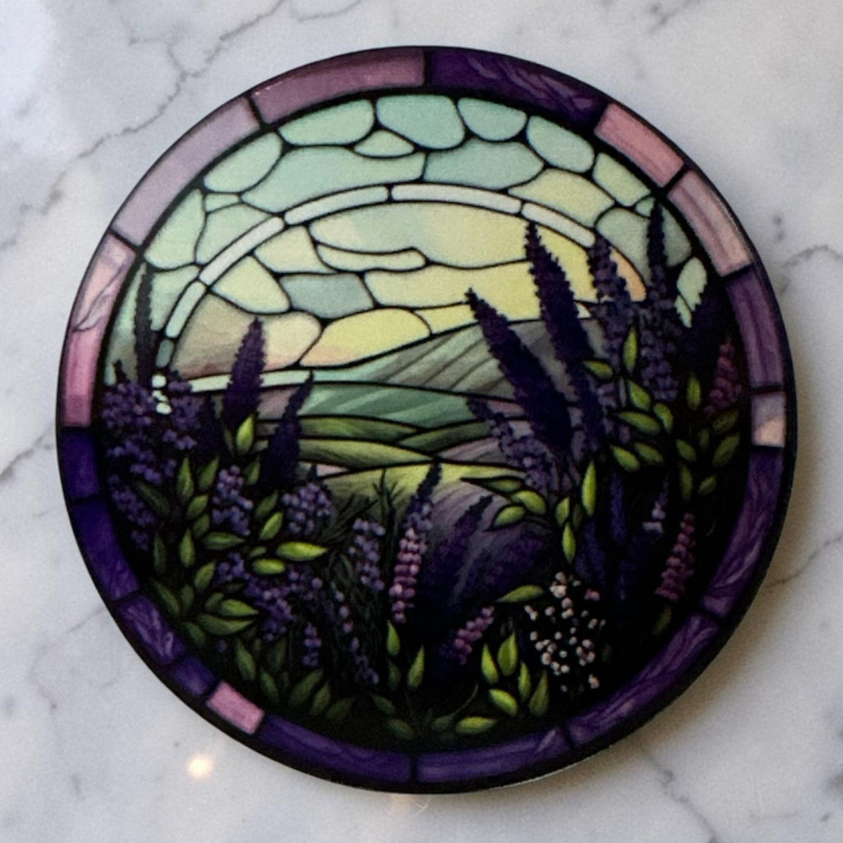 Lavender Floral Ceramic Coaster